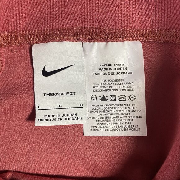 NIKE Therma-Fit Leggings Mid Rise Performance Athletic Womens L Pink Pomegranate - Picture 3 of 8